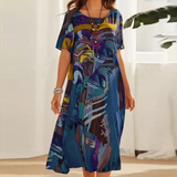 Dina Elegantes Abstraktes Harmonie Midi-Kleid
