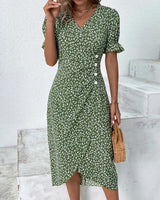 Giselle™ - Floral V-Ausschnitt Kleid