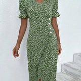 Giselle™ - Floral V-Ausschnitt Kleid