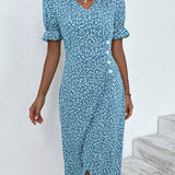 Giselle™ - Floral V-Ausschnitt Kleid