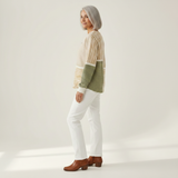 Hedda | Patchwork-Pullover in Grün und Senfgelb