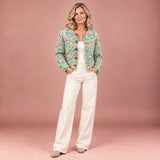 Strickjacke mit Blumenprint und Knöpfen