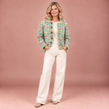 Strickjacke mit Blumenprint und Knöpfen