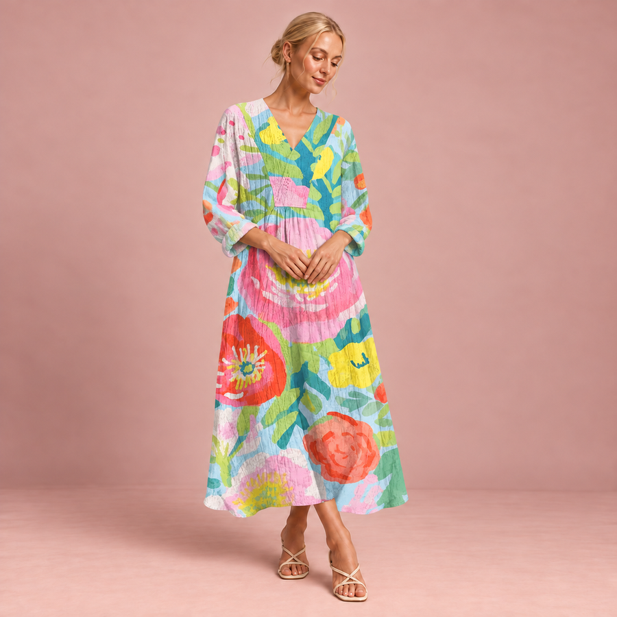 Figurschmeichelndes Sommerkleid mit Print