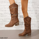 Galiene | Damen Westernstiefel für breite Waden mit flachem Absatz