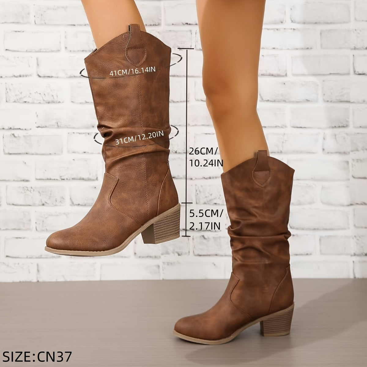 Galiene | Damen Westernstiefel für breite Waden mit flachem Absatz