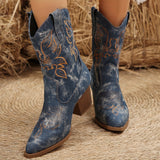 Ealasaid | Damen Westernstiefel für breite Waden mit Stickerei