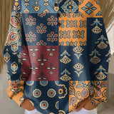 Anika | Pullover mit ethnischem Karomuster und Blumenprint