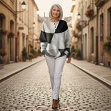 Christa | Patchwork-Pullover in Schwarz und Weiß