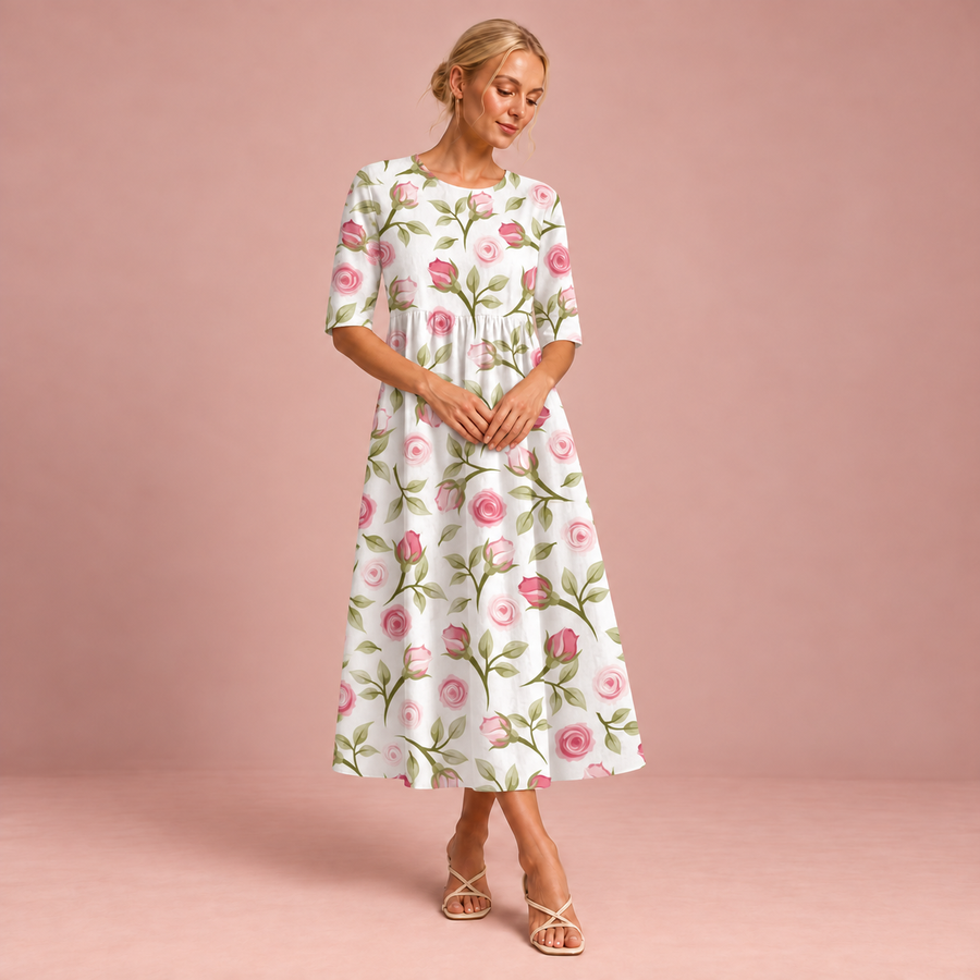 Fließendes langes Kleid – chic und bequem