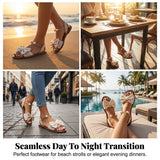 Schicke Knöchelriemen-Sandalen, verziert mit Perlen