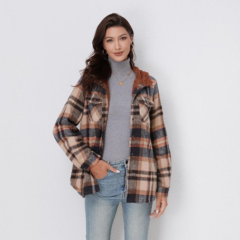 AMELIA™ - Damen Kapuzen-Plaid Flanelljacke für Herbst und Winter