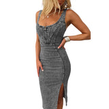 TATIANA™ – Elegantes Denim-Midi-Kleid mit Seitenschlitzen