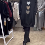 Francine™ - Damen Langarm Herzmuster Sweatshirt