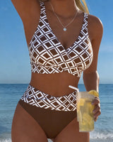 Martina | Bikini kariert mit drahtfreiem BH und hochgeschnittener Unterhose