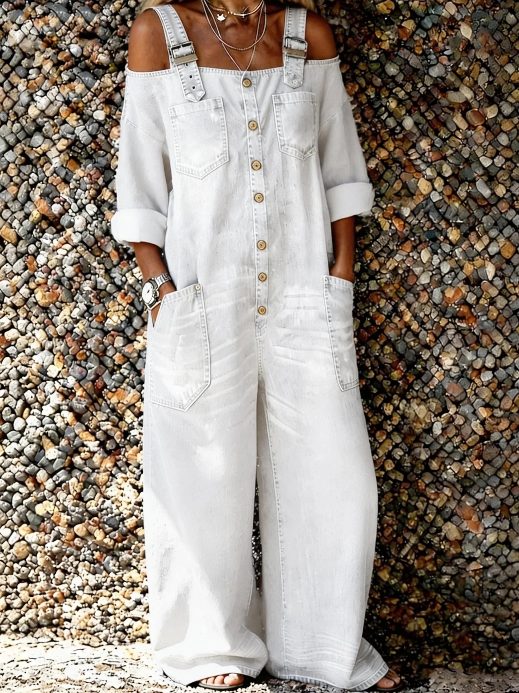 Bo | Damen Overall mit Knöpfen und Taschen