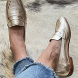 GLÄNZENDE LICHTGOLD LOAFER