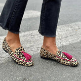 TIERPRINT LOAFER MIT FUCHSIA FRANSEN