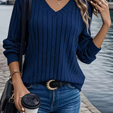 Joan™ - Stilvolles Ripp-V-Ausschnitt Sweatshirt