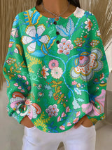 Elina | Pullover mit buntem ethnischem Blumenmuster
