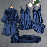 Damen 5-teiliges Nachtkleid-Set mit Spitze