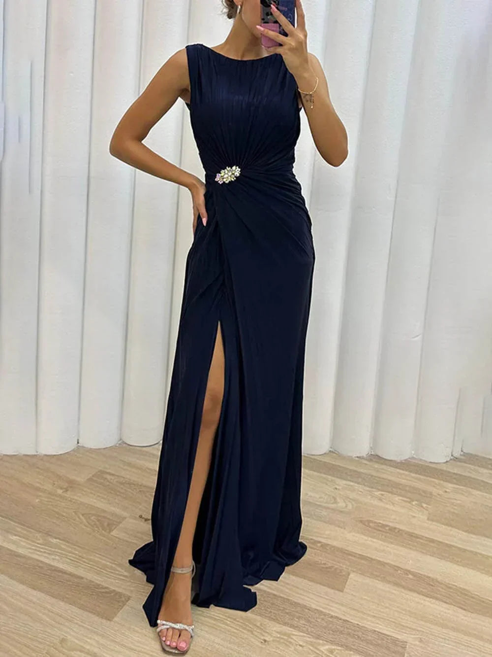 Serena | Falten Maxi Abendkleid