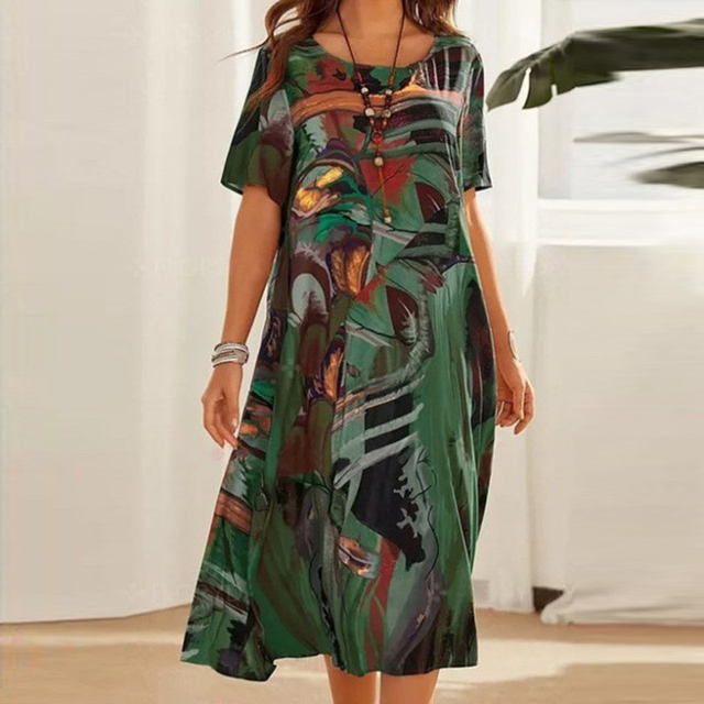 Dina Elegantes Abstraktes Harmonie Midi-Kleid