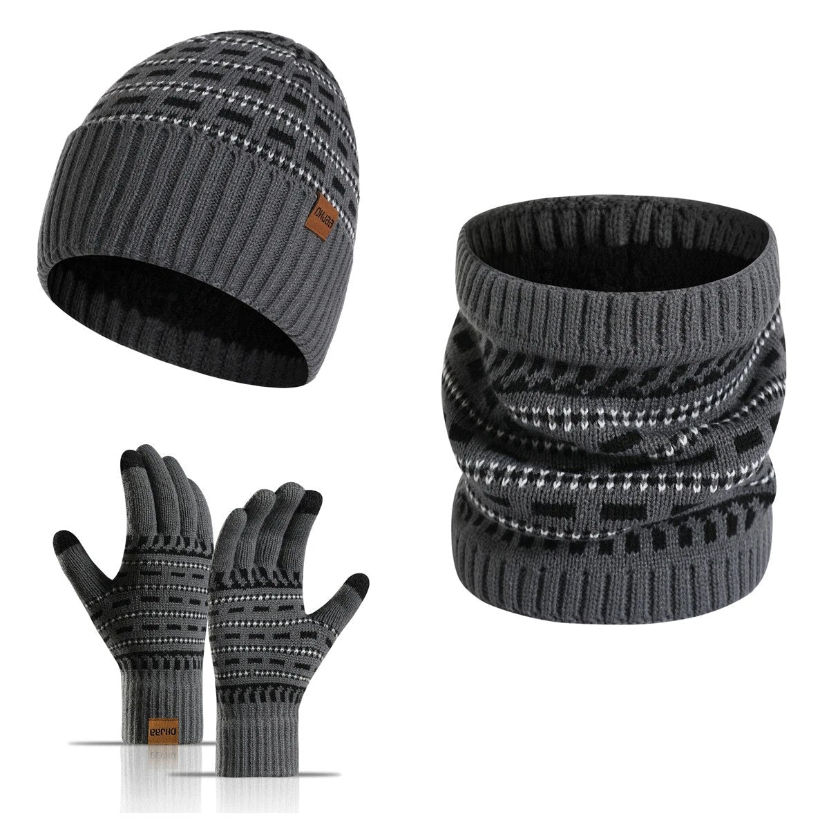 3-teiliges Winterset mit Mütze, Handschuhen und Schal