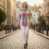Antje | Pullover mit Karomuster in Pastell