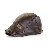 Retro Herren Lederbarett mit verstellbarem Band