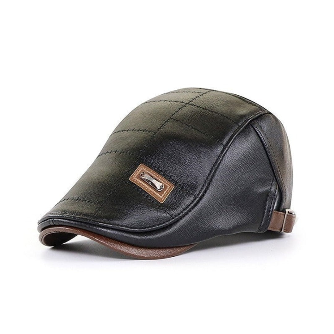 Retro Herren Lederbarett mit verstellbarem Band