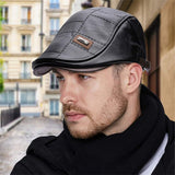 Retro Herren Lederbarett mit verstellbarem Band