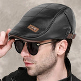 Retro Herren Lederbarett mit verstellbarem Band