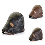 Retro Herren Lederbarett mit verstellbarem Band