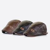 Retro Herren Lederbarett mit verstellbarem Band