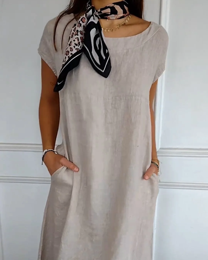 Brenna | Damen Kleid mit Taschen und kurzen Ärmeln