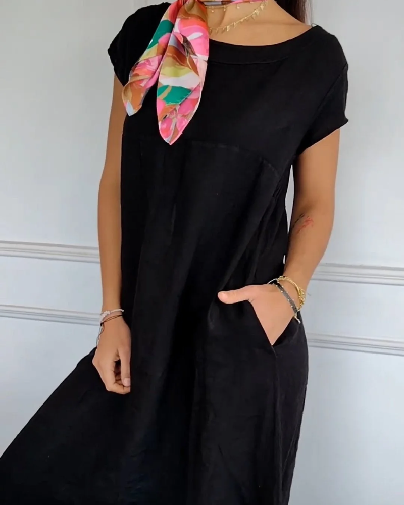 Brenna | Damen Kleid mit Taschen und kurzen Ärmeln