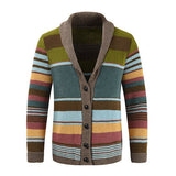 James | Herren gestreifter Cardigan mit Knöpfen