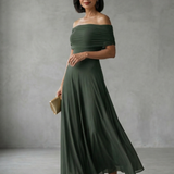 Juni | Off-Shoulder Drapiertes Midi-Kleid