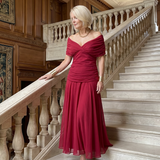 Calen | Elegantes Off-Shoulder-Midi-Kleid mit fließendem Design