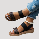 Damen Stylische Leopardenmuster Kreuzriemen Flache Sandalen für Ultimativen Komfort