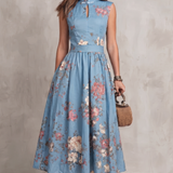 Noirelle | Damen Ärmelloses Blumenkleid Midi