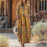 Evelyn | Retro-Stil Langarm Freizeitkleid