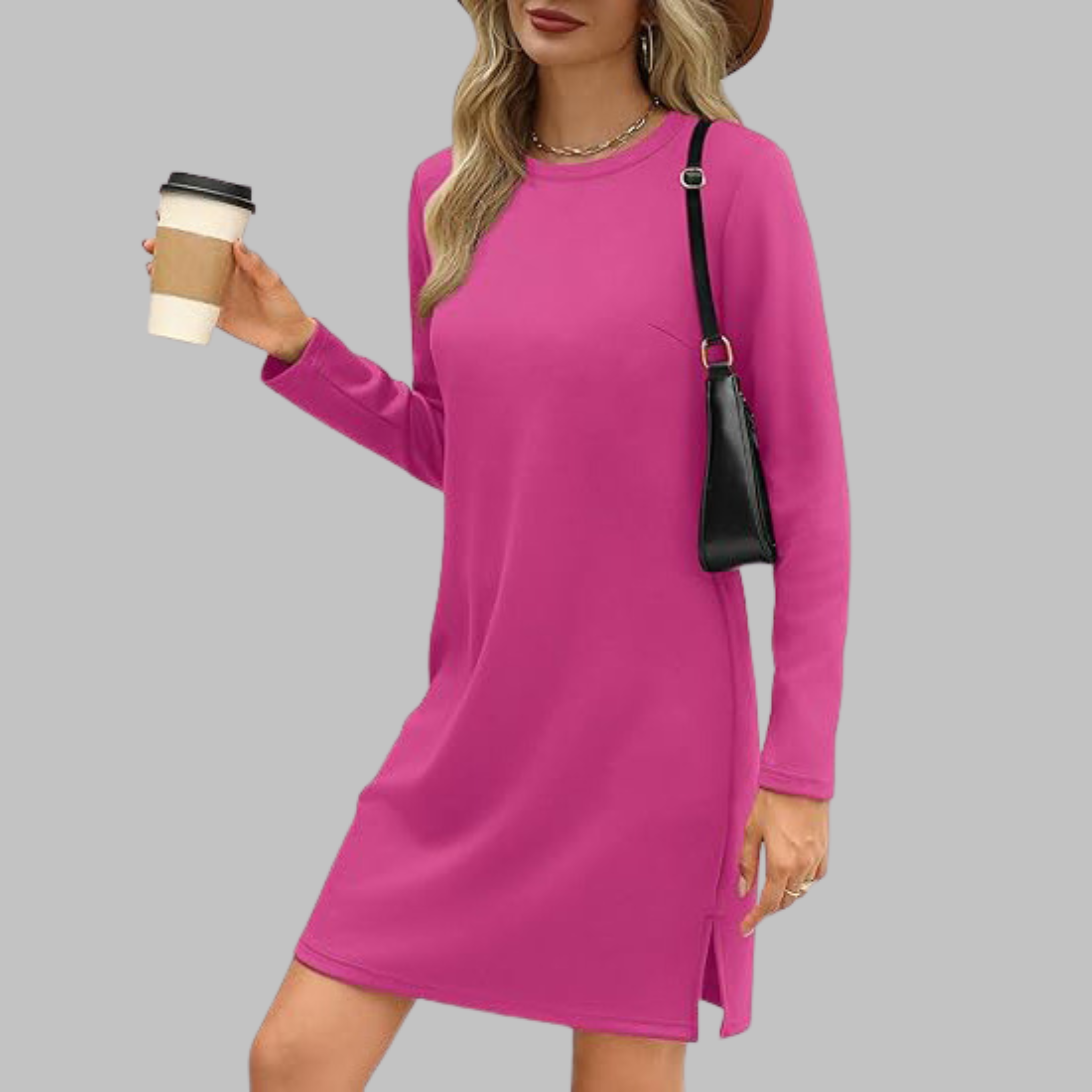 Talia™ – Lässiges Minikleid mit langen Ärmeln und Rundhalsausschnitt
