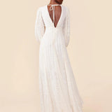 Florie | Elegantes langes V-Ausschnitt-Kleid