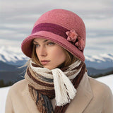 Gestricktes Winterset für Damen mit Mütze, Schal und Handschuhen