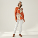 Marlene | Pullover in Orange mit Herbstblättern
