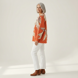Marlene | Pullover in Orange mit Herbstblättern