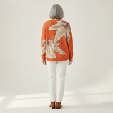 Marlene | Pullover in Orange mit Herbstblättern
