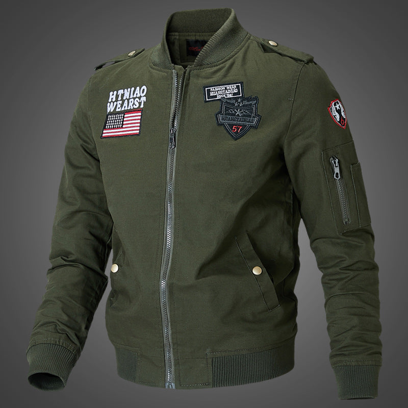 Herren Bomberjacke mit Patch-Applikationen und Ärmeltasche